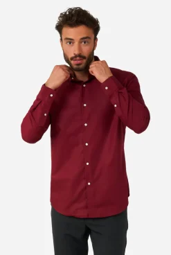OppoSuits Blazing Burgundy|Heren Casual Overhemden|Effen Gekleurde Overhemden
