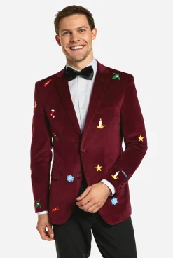 OppoSuits Christmas - X-Mas Icons - Deep Burgundy|Heren Deluxe Blazers|Kerst Blazers