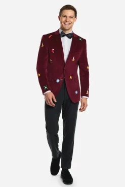 OppoSuits Christmas - X-Mas Icons - Deep Burgundy|Heren Deluxe Blazers|Kerst Blazers