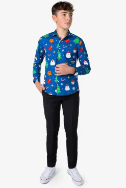 OppoSuits Festivity Blue| Casual Overhemden|Kerst Overhemden
