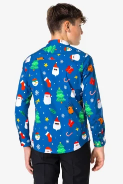 OppoSuits Festivity Blue| Casual Overhemden|Kerst Overhemden