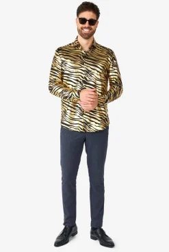 OppoSuits Tiger Shiner|Heren Halloween Overhemden|Casual Overhemden