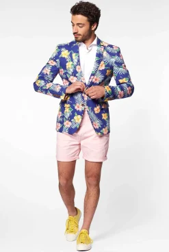 OppoSuits Tropical Flowers - Blue|Heren Zomer Blazers