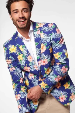 OppoSuits Tropical Flowers - Blue|Heren Zomer Blazers